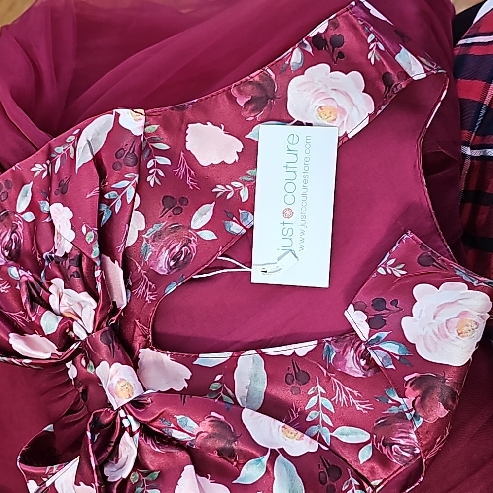 NWT Lovely Wine Floral Lucinda Gown - Just Couture - Picture 4 of 9